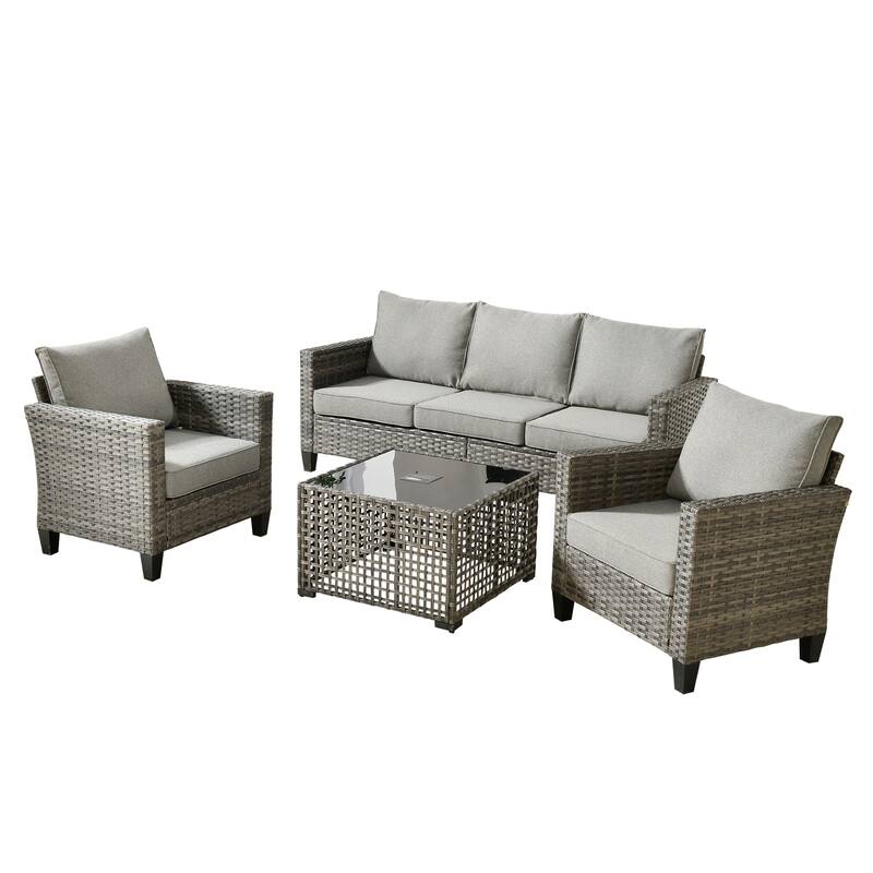 XIZZI Outdoor Wicker Patio Furniture Conversation Set