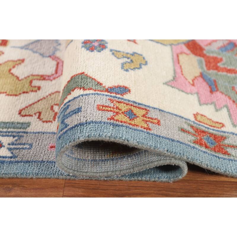Blue Oushak Oriental Area Rug Handmade Wool Carpet - 9'2"x 11'11"