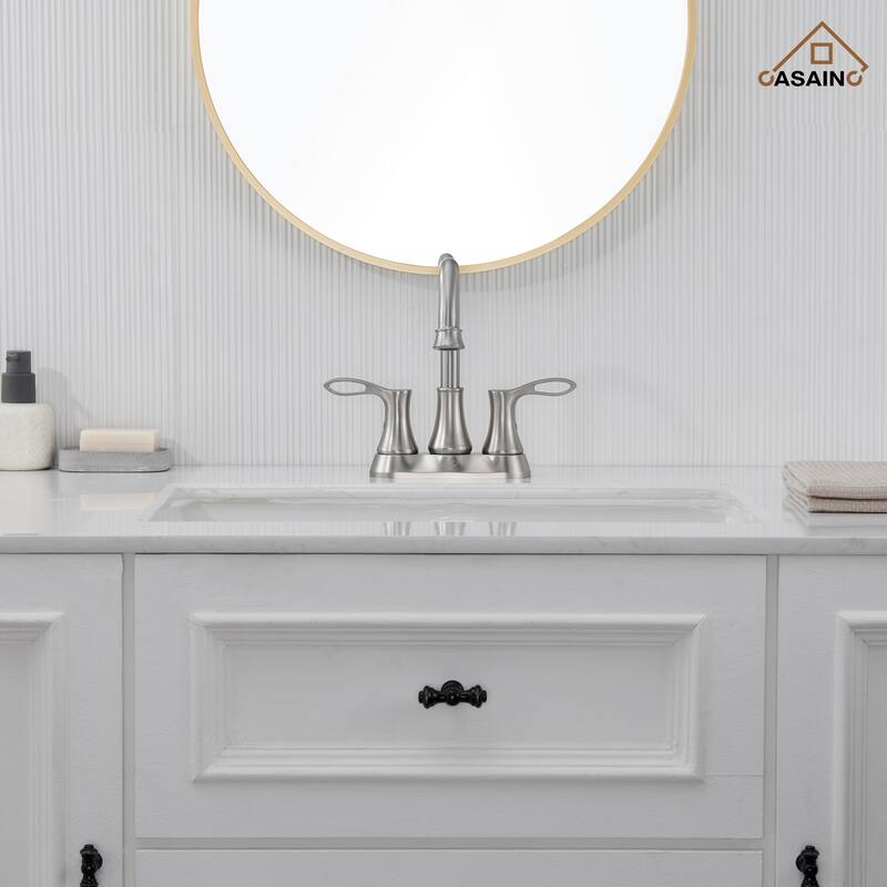 4 in. Centerset Double Handle Bathroom Faucet with Drain Kit Included
