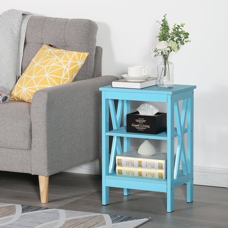 Modern Nightstand with 3-Tier Storage Shelves