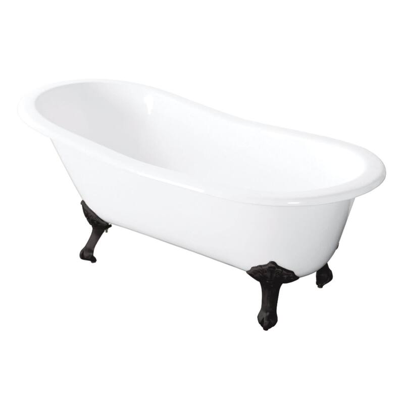 Kingston Brass Aqua Eden 54" Clawfoot Cast Iron Soaking Tub with - White / Matte Black