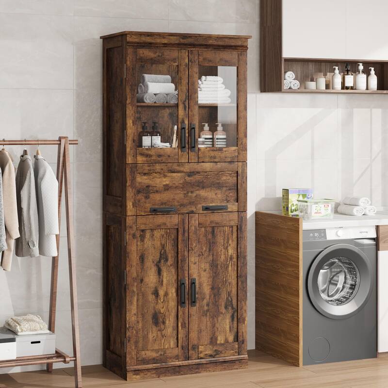 66.9" Pantry Cabinet with Drawer, Kitchen Storage Buffet Cabinet with 4 Shelves, Freestand Storage Cabinet