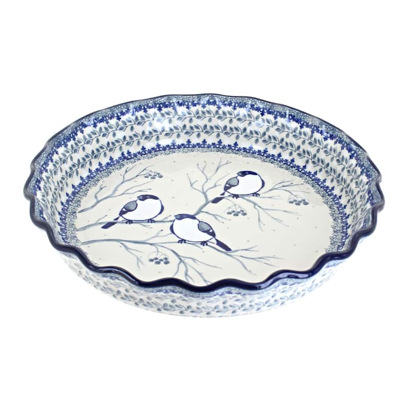 Blue Rose Polish Pottery 636 Ceramika Artystyczna Pie Plate