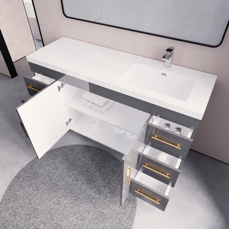 Eliza 60'' Freestanding Vanity Single Sink on the Right