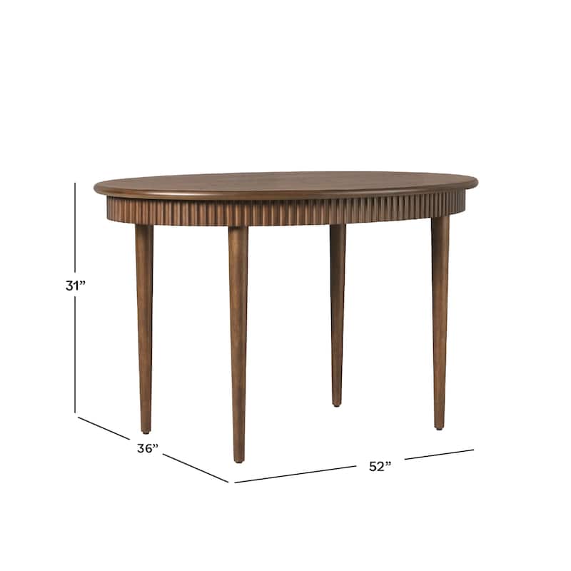 Walker Edison Modern Fluted Oak Wood Veneer Oval Dining Table for 4