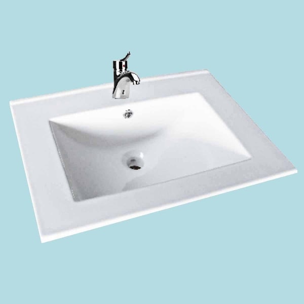 Shop Bathroom Drop-in Sink Square Self-Rimming White China ...
