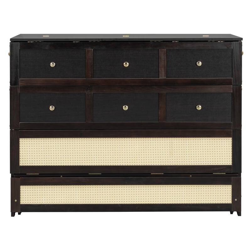 Full Size Murphy Bed with 3 Large Storage Drawers, Space Saving Wall Bed