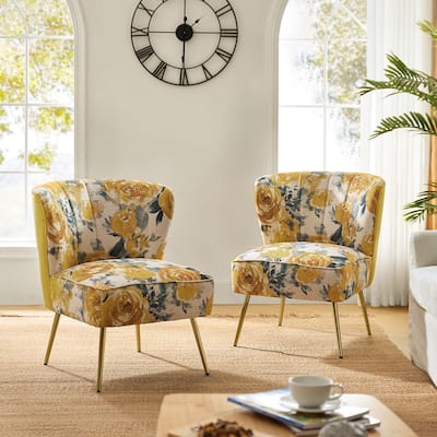 Almira Contemporary Upholstered Armless Side Chair with Tufted Back Set of 2 by HULALA HOME