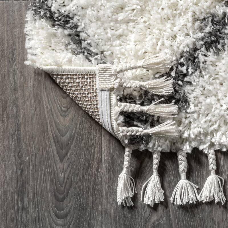 JONATHAN Y Modern Shag Plush Tassel Moroccan Tribal Geometric Trellis Area Rug