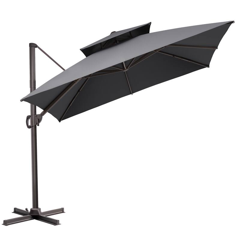 10.5ft Outdoor Patio Double Top Cantilever Offset Umbrella