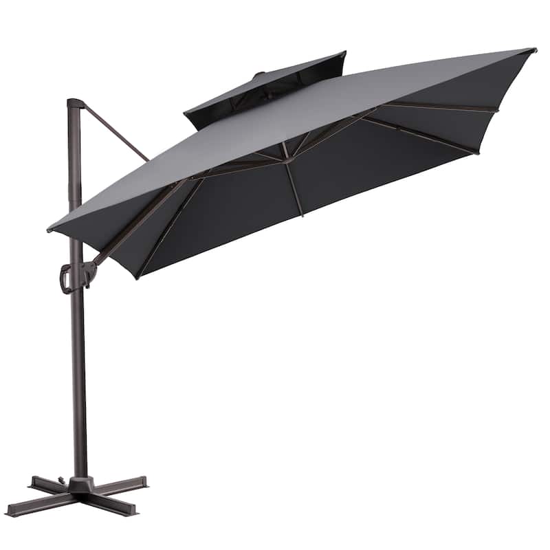 Crestlive Products 10FT Square Double Top Patio Cantilever-Offset Umbrella