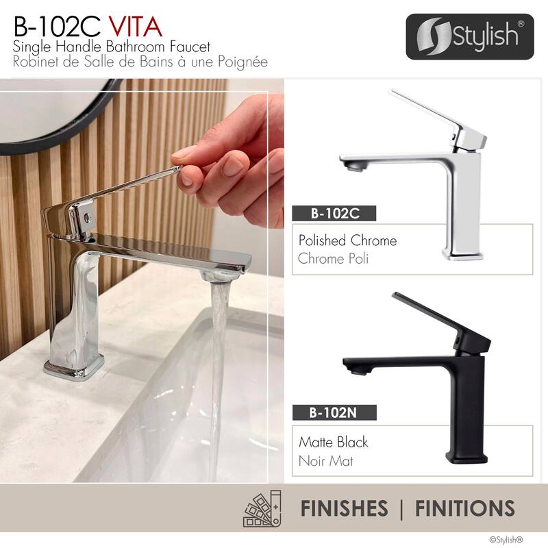 Stylish Vita Single Handle 6" Bathroom Faucet B-102C & B-102N