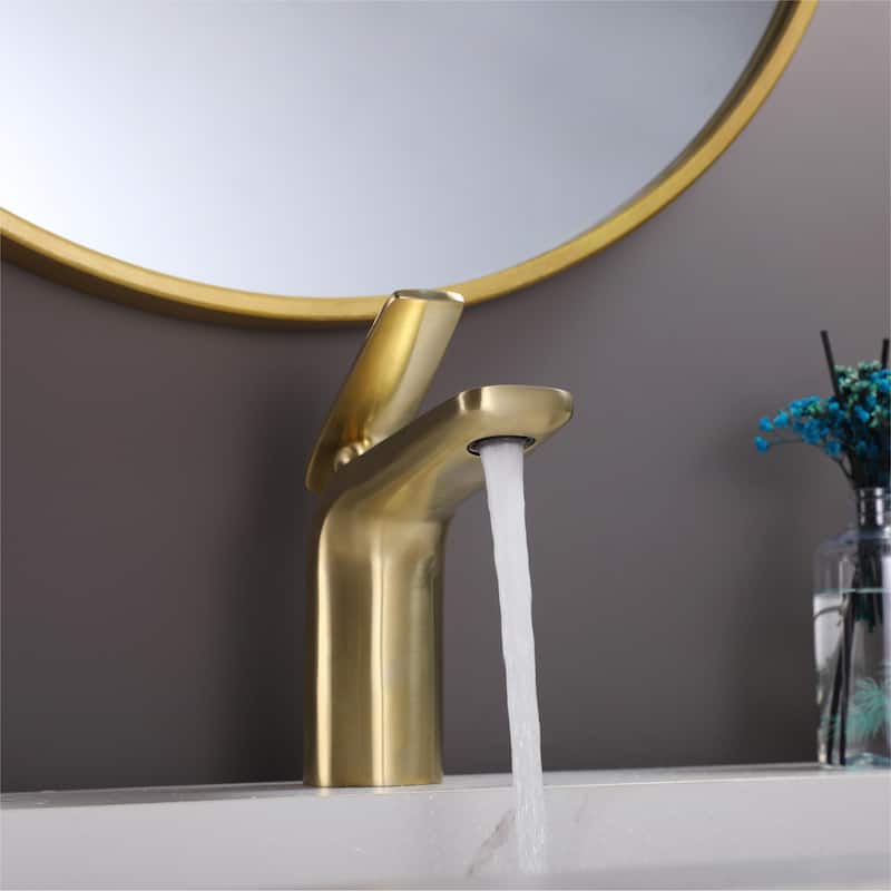 Luxury Gold Waterfall Bathroom Faucet Single Hole with Single Handle