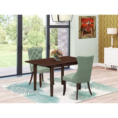HomeStock 3-Pc Mahogany Finish Rectangular Solid Wood Top with Butterfly Leaf Dining Table Set