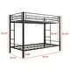 preview thumbnail 9 of 7, Black Twin over Twin Metal Bunk Bed, Heavy Duty with shelf and Slatted Support