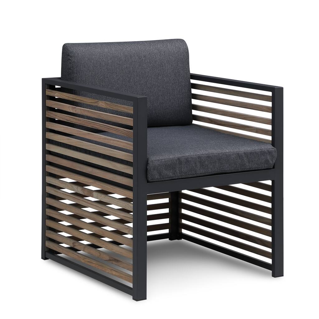 Cadora Teak Patio dining Armchair w/o Custom Cover - N/A