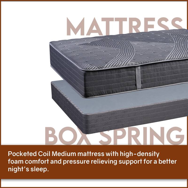 Onetan, 13-Inch Firm Tight top Pocket Coil Hybrid Foam Encased Mattress, with optional 4" or 8" Wood Box Spring set.