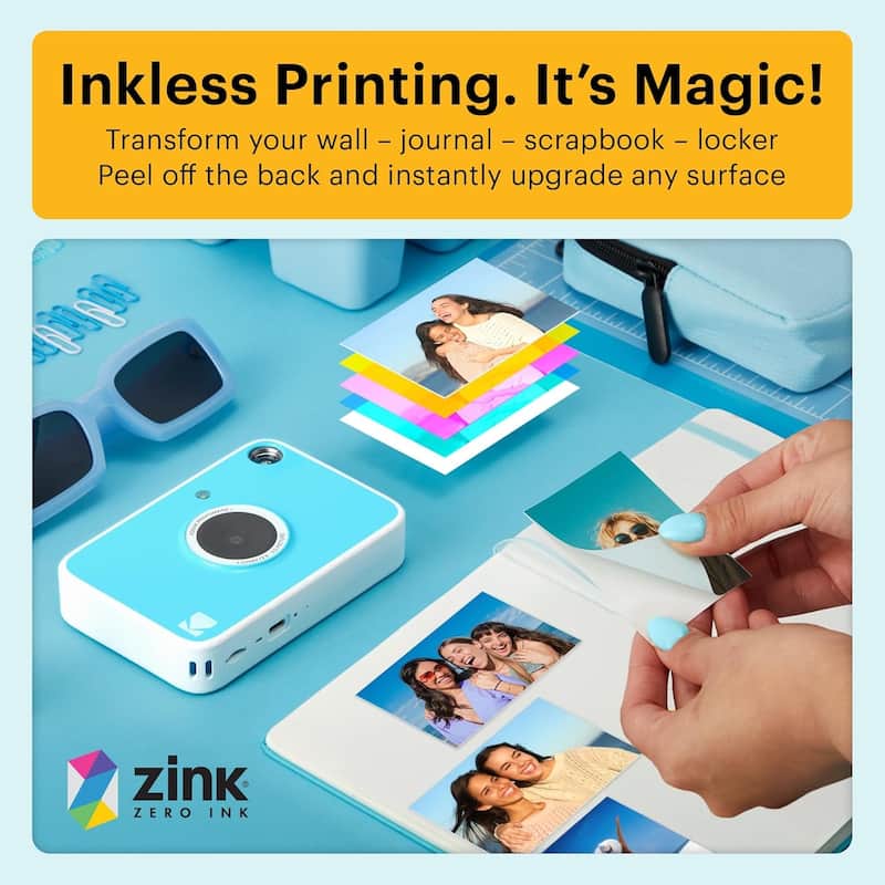 KODAK Printomatic+ Instant Camera Bundle 10MP w/ Black Case & 20 Zink Paper