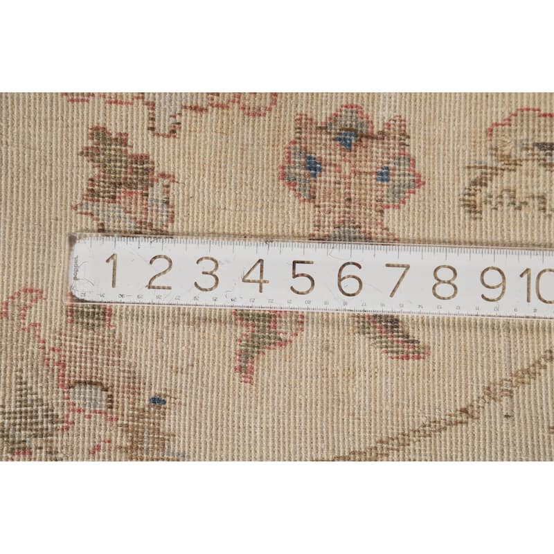 Hand Knotted Oriental 100% Wool Carpet Traditional All-Over Beige & Ivories Tabriz Runner Rug - 11' 1'' X 3' 3''