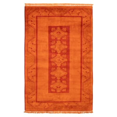 ECARPETGALLERY Hand-knotted Color Transition Burnt Orange Wool Rug - 6'3 x 9'6