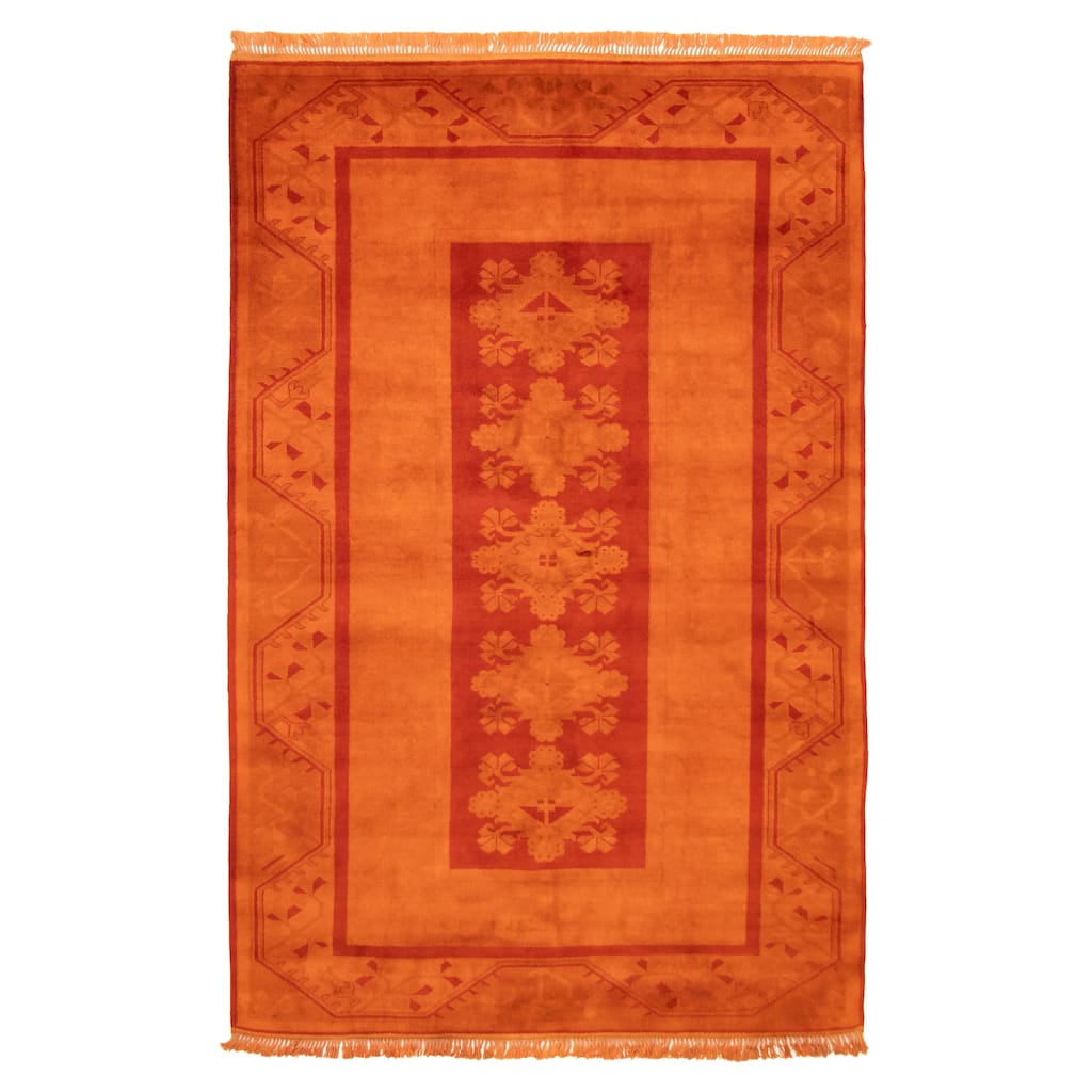 ECARPETGALLERY Hand-knotted Color Transition Burnt Orange Wool Rug - 6'3 x 9'6