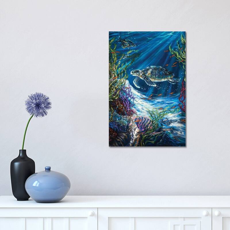 iCanvas "Coral Reef Turtle" by Linda Olsen Canvas Print - 18x12x1.5