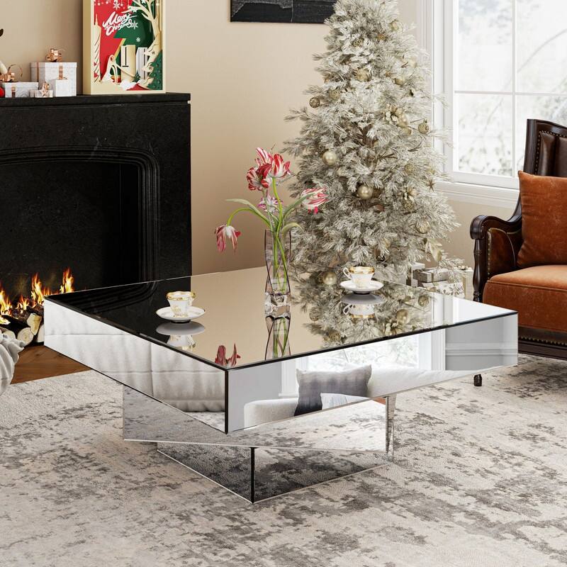 Glam Triple Mirror Coffee Table Accent Table