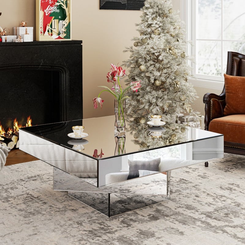 Glam Triple Mirror Coffee Table Accent Table