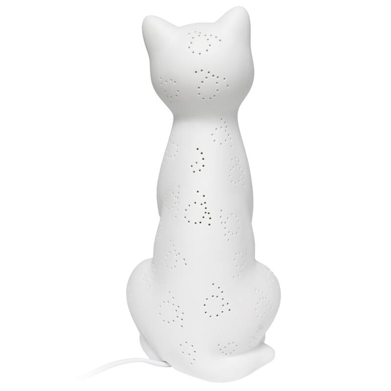 Sitting Kitty Cat Porcelain Table Lamp - 12.25" - White