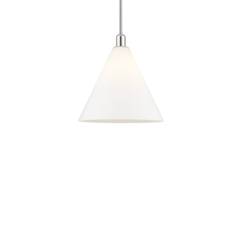 Innovations Lighting 716-1S-18-16 Berkshire Glass Pendant Berkshire - Polished Nickel / Matte White