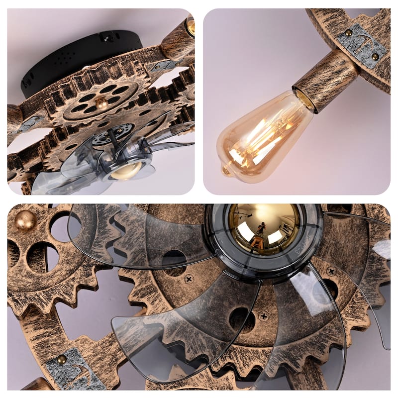 20Inch Farmhouse Ceiling Fans with Remote Control,6 Speed Reversible Flush Mount Low Profile Rustic Ceiling Fan - N/A