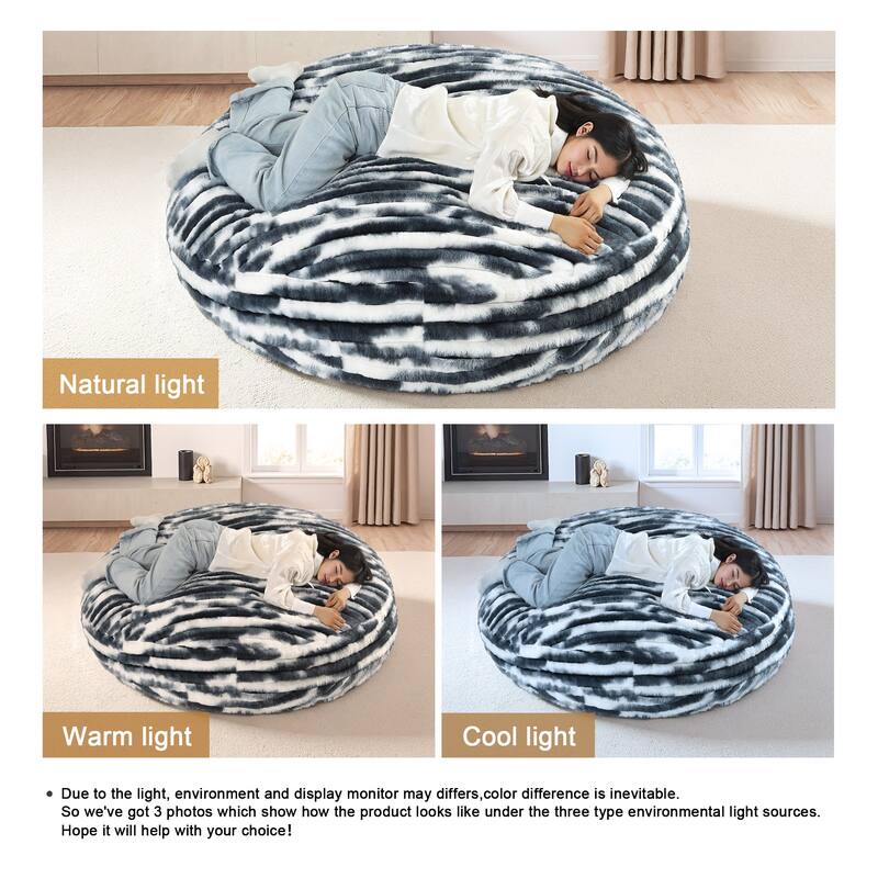 5-foot Round Plush Corduroy Convertible Bean Bag Chair Lounge