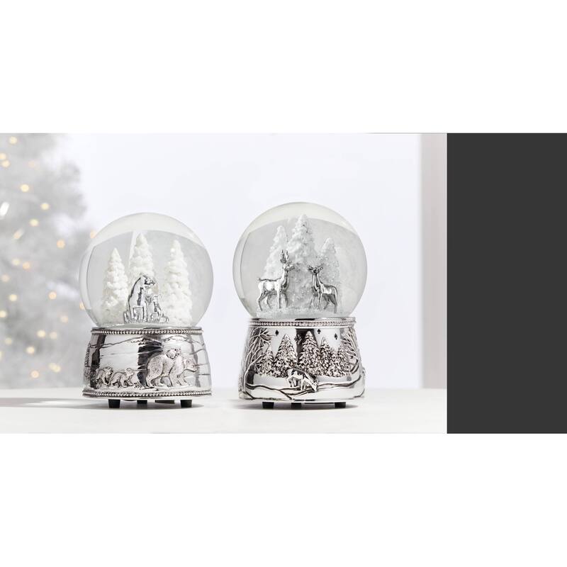 Reed And Barton North Pole Bound Reindeer Musical Snow Globe