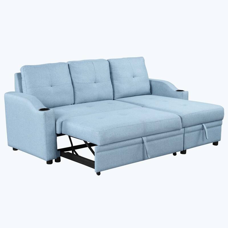 Classic and Cozy L-shape Pull-out Sleeper Sectional Sofa