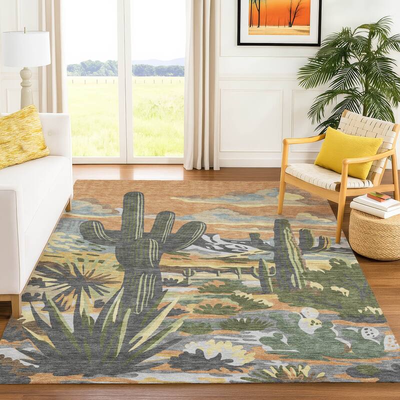 Machine Washable Indoor/ Outdoor Southwestern Mesa Chantille Rug