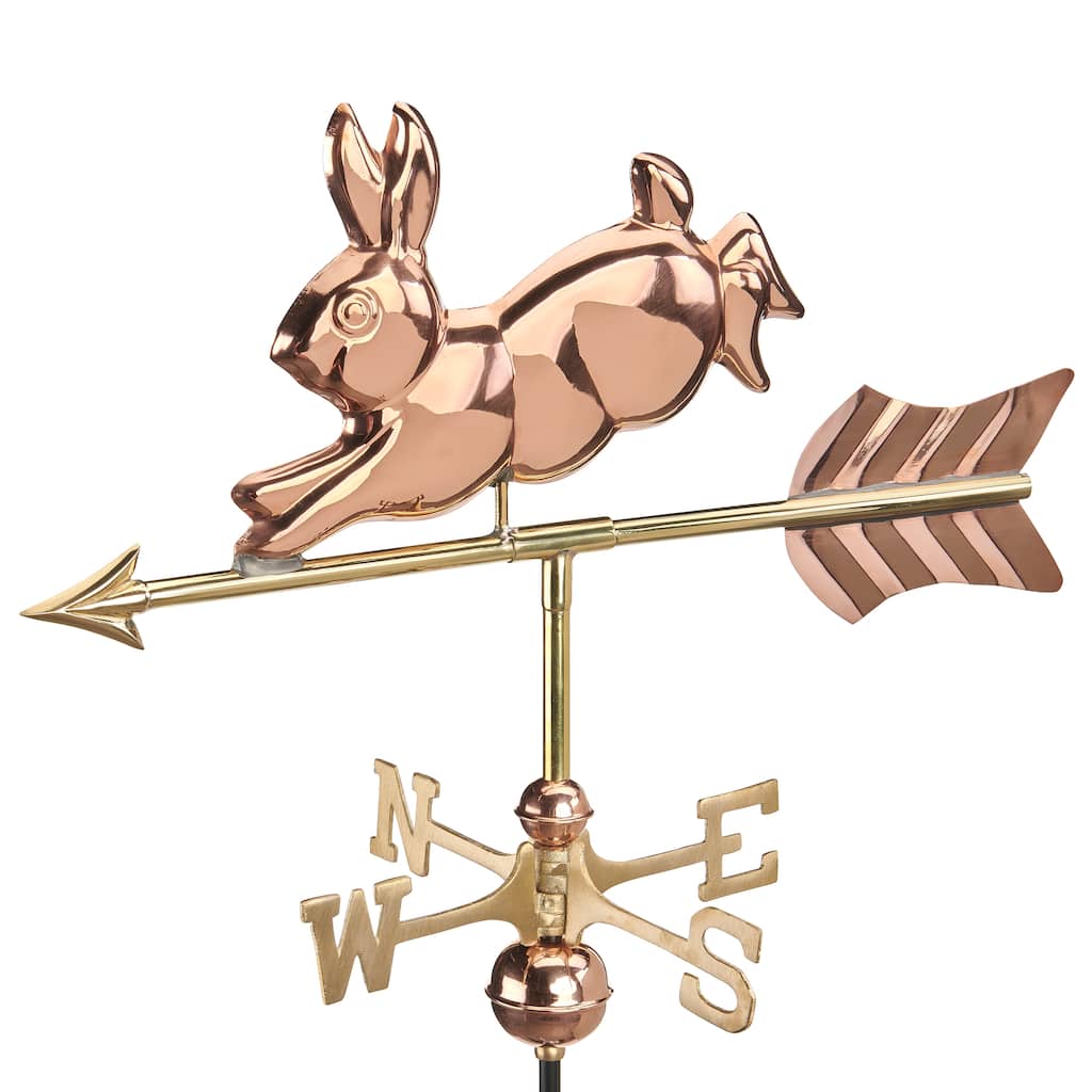 Rabbit Cottage Weathervane - Copper w/Roof Mount by Good Directions