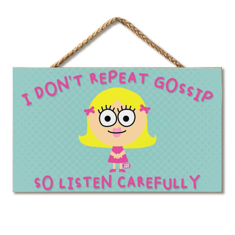 Gossip Hanging Wood Sign 9.5" x 5.75" Made in the USA - Multi - Multi