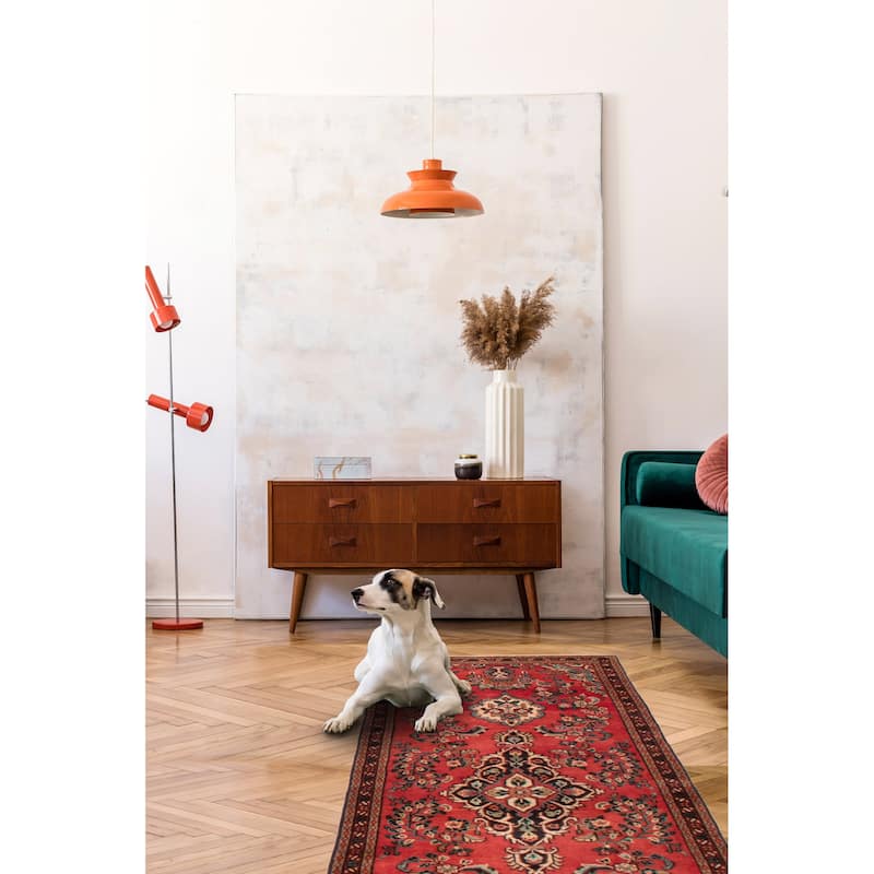 ECARPETGALLERY Hand-knotted Andelz Red Wool Rug - 3'4 x 9'8