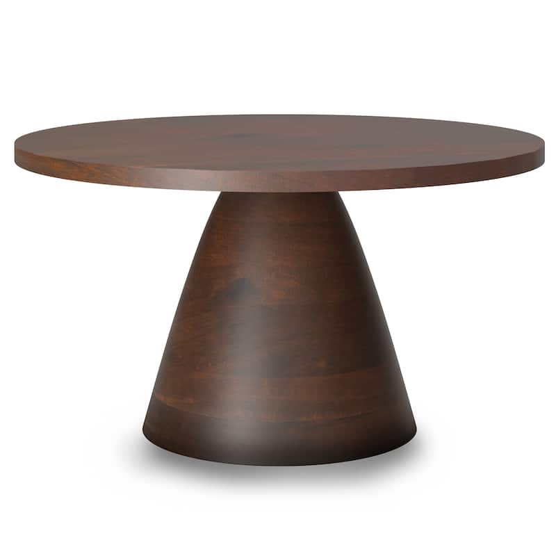 WYNDENHALL Millsap Modern 30 inch Wide Metal Round Coffee Table in Walnut, Fully Assembled - 30" x 30" x 16.2"