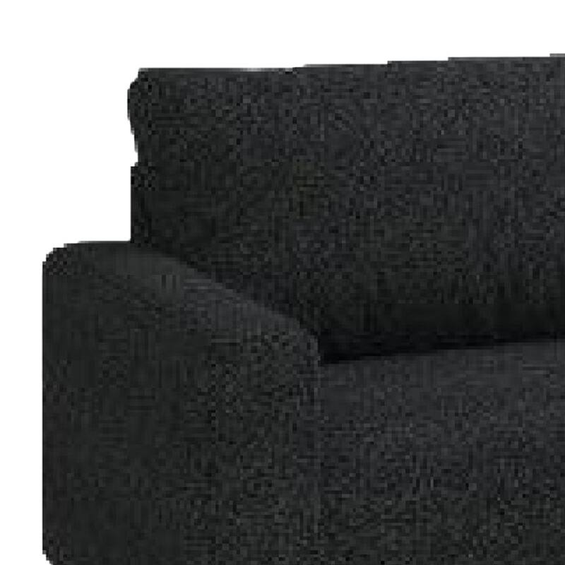 Remy Sofa, Black Boucle, Bench Style Seat with Track Arms, 83 Inch
