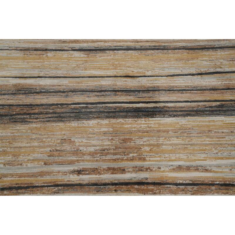 Machine Made Oriental Polyester Carpet Stripe Multi-Colored Distressed Area Rug - 7' 5'' X 5' 2''