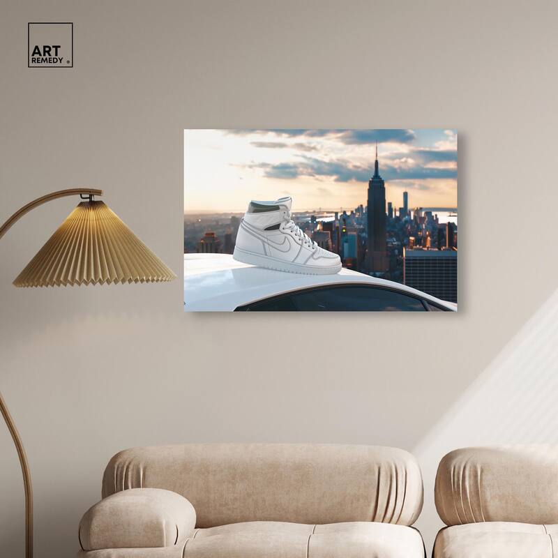 City Car and Sneakers Canvas by Art Remedy, Gallery Wrapped
