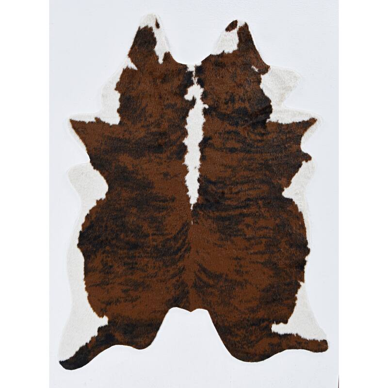 Faux Cowhide Area Rug - 5' x 6'6" - Brown