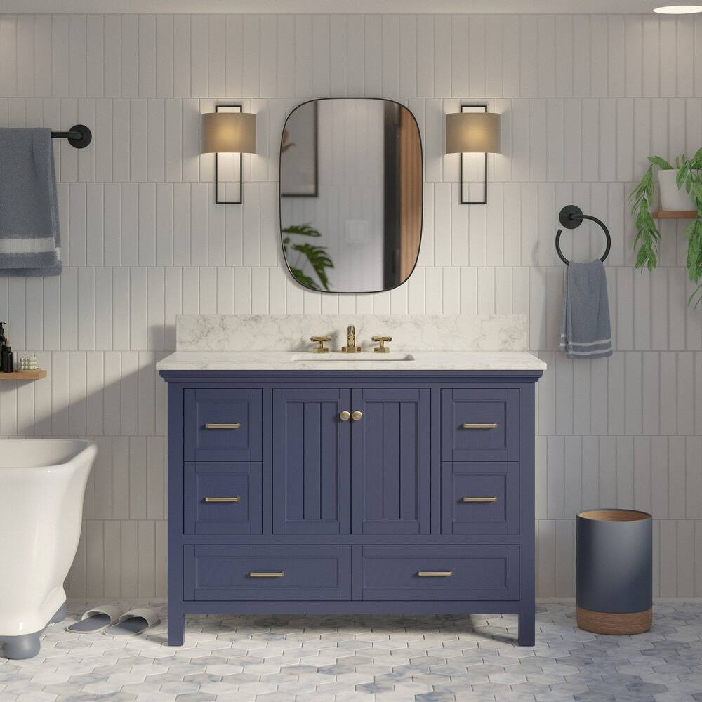 KitchenBathCollection Paige 48" Bathroom Vanity with Carrara Marble Top