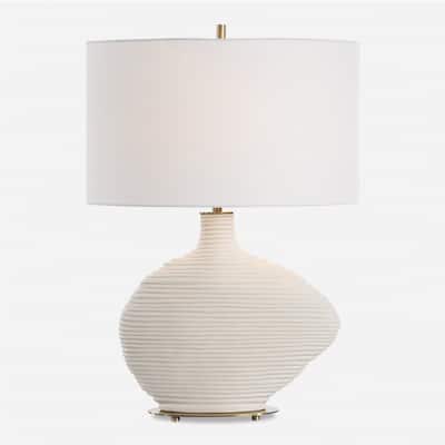 Ceramic Table Lamp with Drum Shade - 24.25" - Antique Brass Finish
