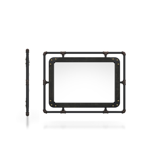 DH BASIC Frederick Industrial Pipe Metal and Bolted Wood Frame
