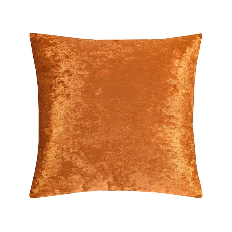 Violet Linen Velveteen Shadow Crushed Shine Pattern, 18 Inch x 18 Inch, Square, Decorative Accent Throw Pillow - Rust
