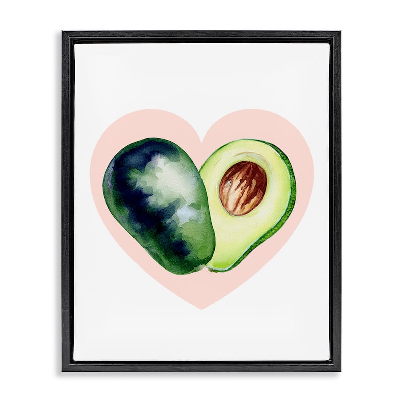 Stupell Heart Shaped Avocado Framed Floater Canvas Wall Art Design By Lil' Rue - 17 x 21 - Black