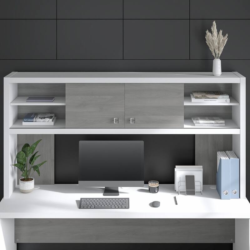 Echo 72W Desk Hutch by Bush Business Furniture - Pure White/Modern Gray