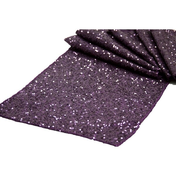 Glitz Sequin Table Runner Sequin all over on Taffeta base Approx. 12"x108" - Plum, 1 Piece